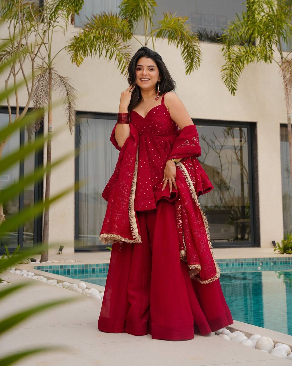 Women’s Embroidered Kurta Palazzo Set with Dupatta | Festive & Wedding Wear by Rajkanika