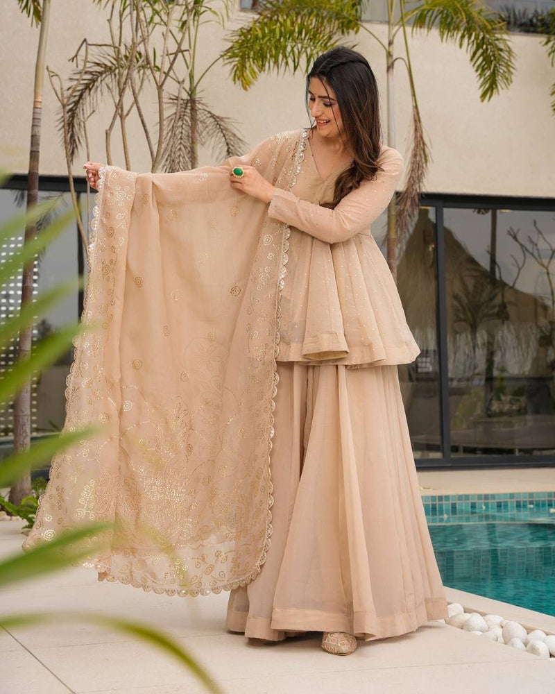 Women’s Embroidered Kurta Palazzo Set with Dupatta | Festive & Wedding Wear by Rajkanika