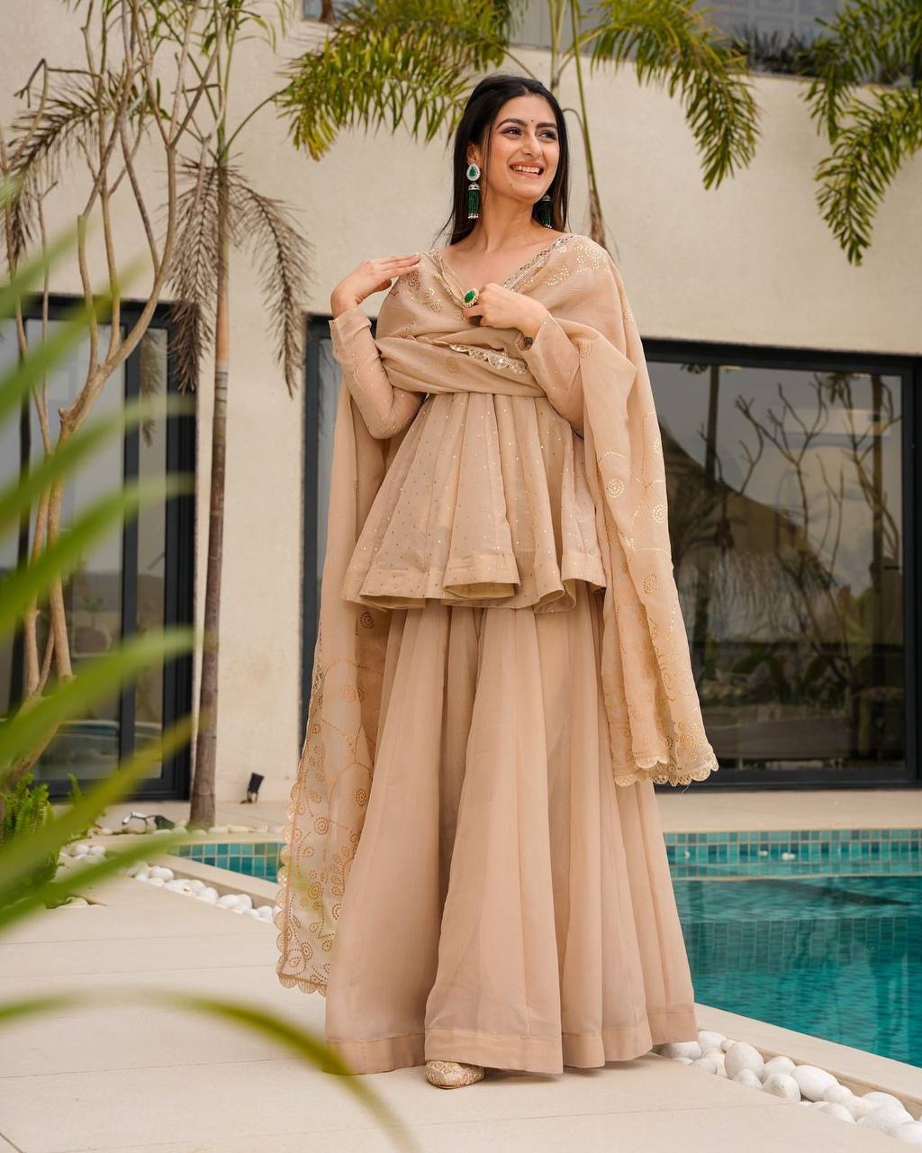 Women’s Embroidered Kurta Palazzo Set with Dupatta | Festive & Wedding Wear by Rajkanika