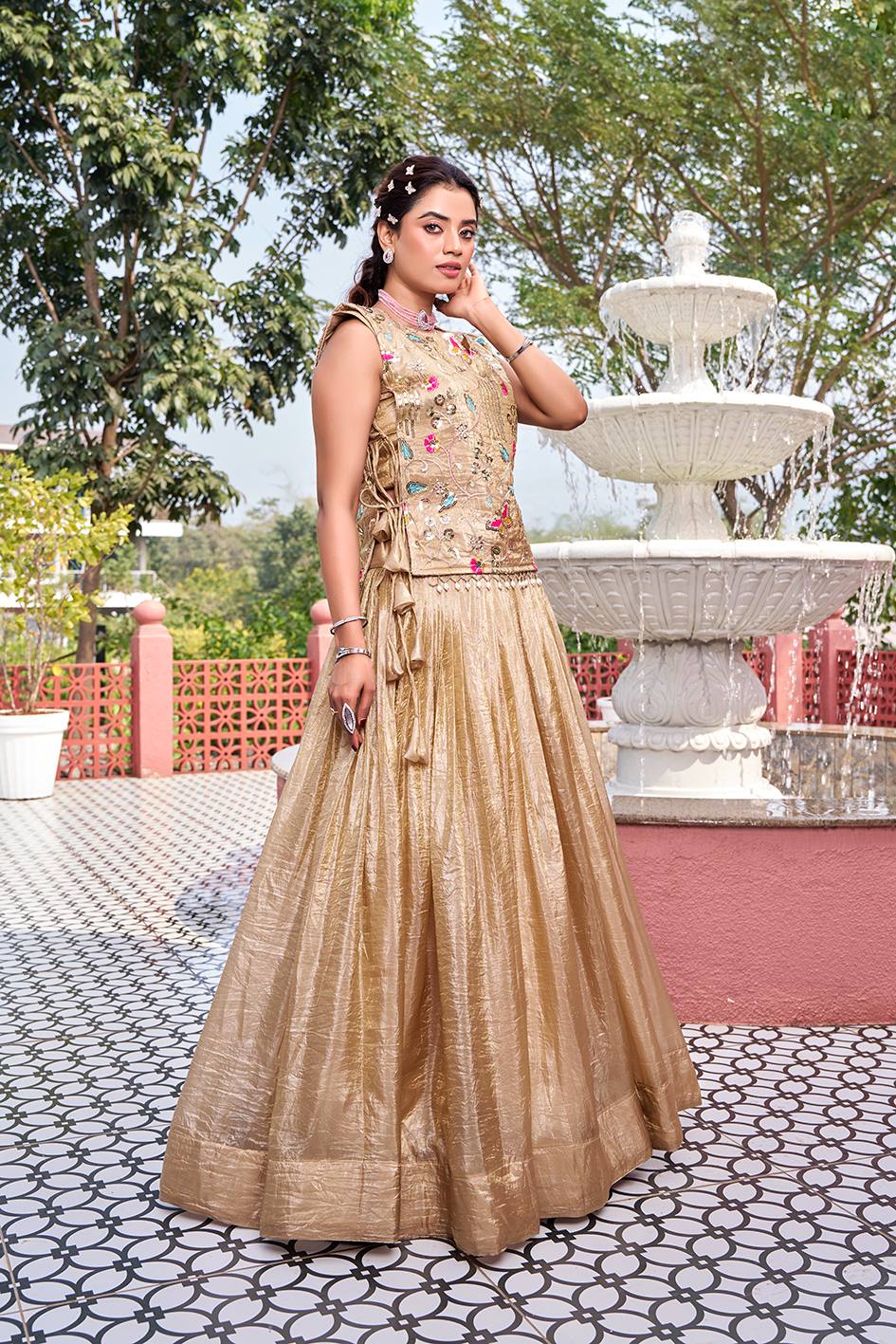 Women’s Embroidered Lehenga Set with Crop Top & Dupatta | Wedding & Festive Wear by Rajkanika