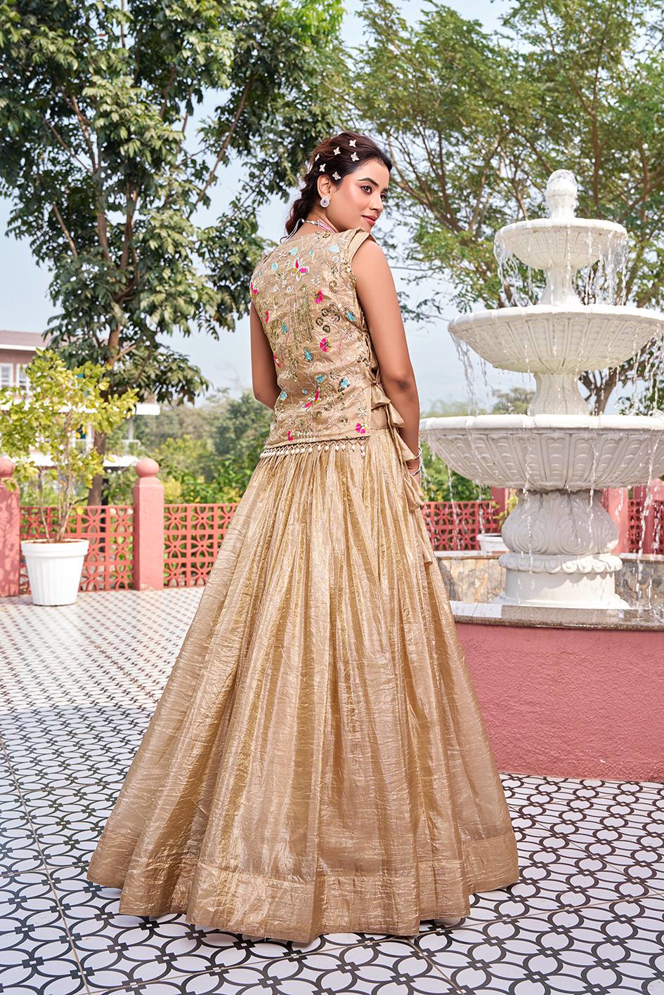 Women’s Embroidered Lehenga Set with Crop Top & Dupatta | Wedding & Festive Wear by Rajkanika