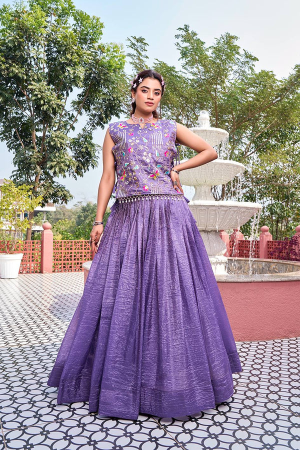Women’s Embroidered Lehenga Set with Crop Top & Dupatta | Wedding & Festive Wear by Rajkanika