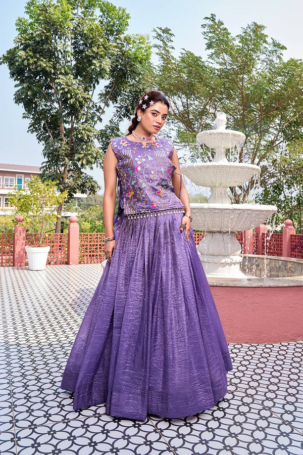 Women’s Embroidered Lehenga Set with Crop Top & Dupatta | Wedding & Festive Wear by Rajkanika