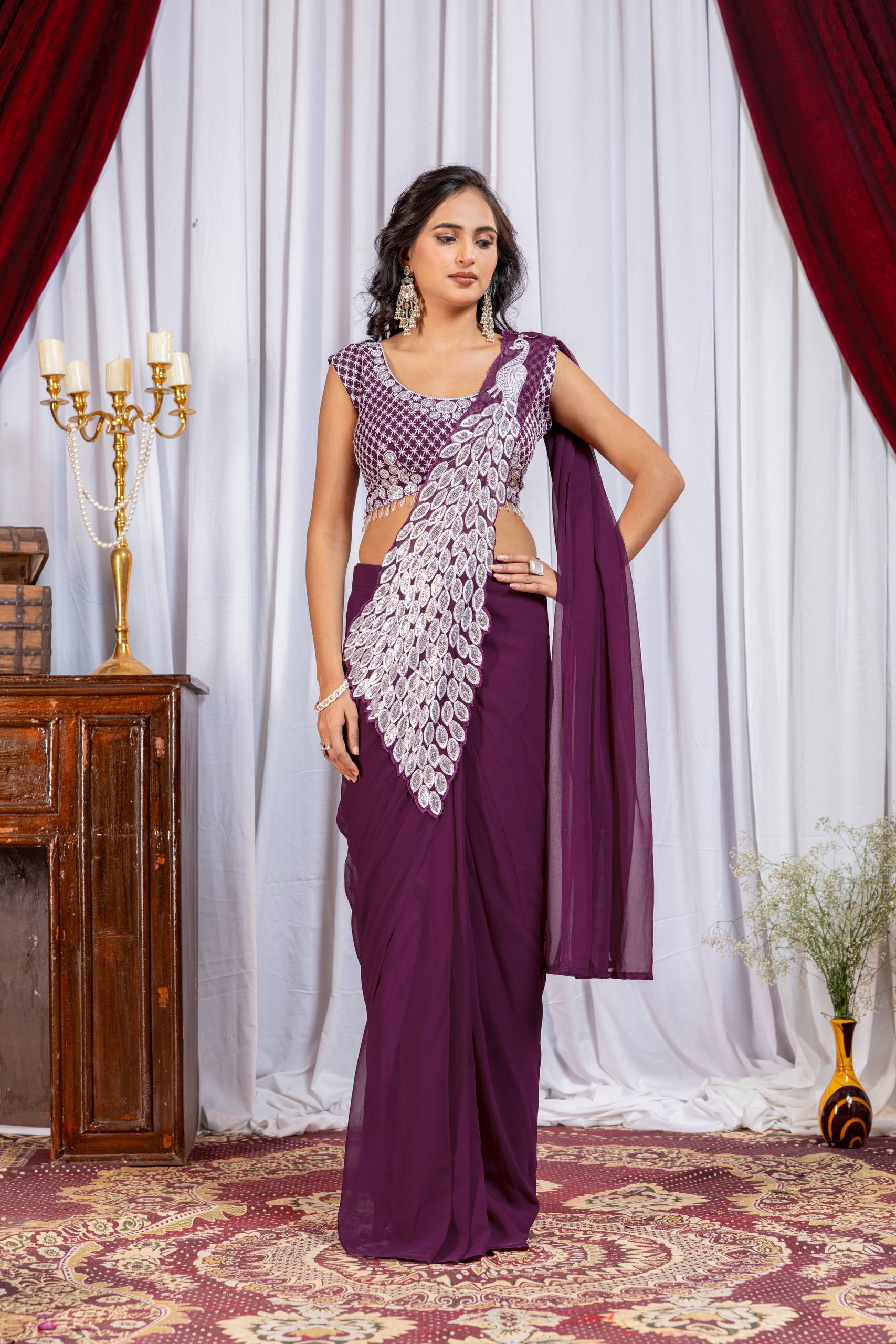 Women’s Designer Saree with Embroidered Blouse | Party & Wedding Wear Saree by Rajkanika