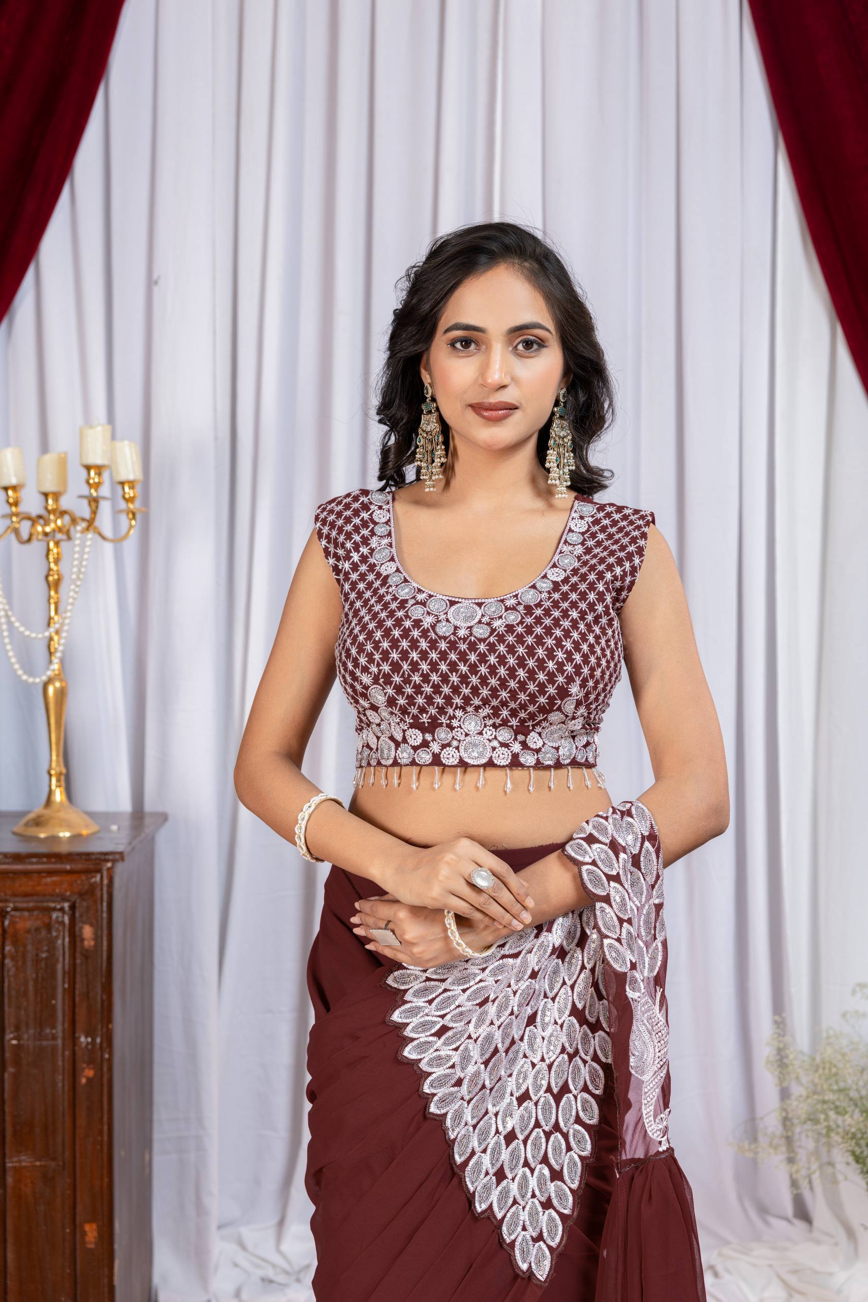 Women’s Designer Saree with Embroidered Blouse | Party & Wedding Wear Saree by Rajkanika