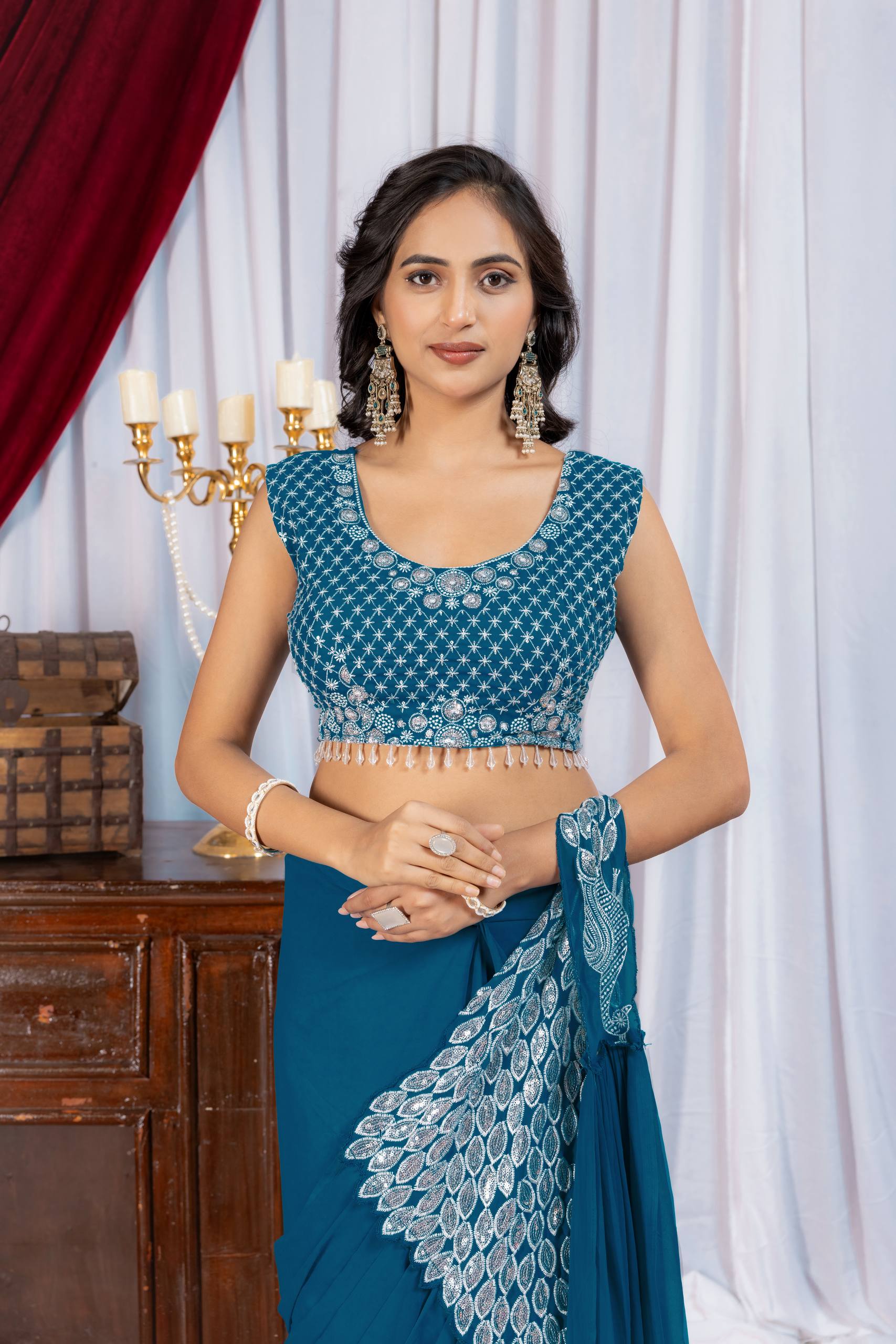 Women’s Designer Saree with Embroidered Blouse | Party & Wedding Wear Saree by Rajkanika
