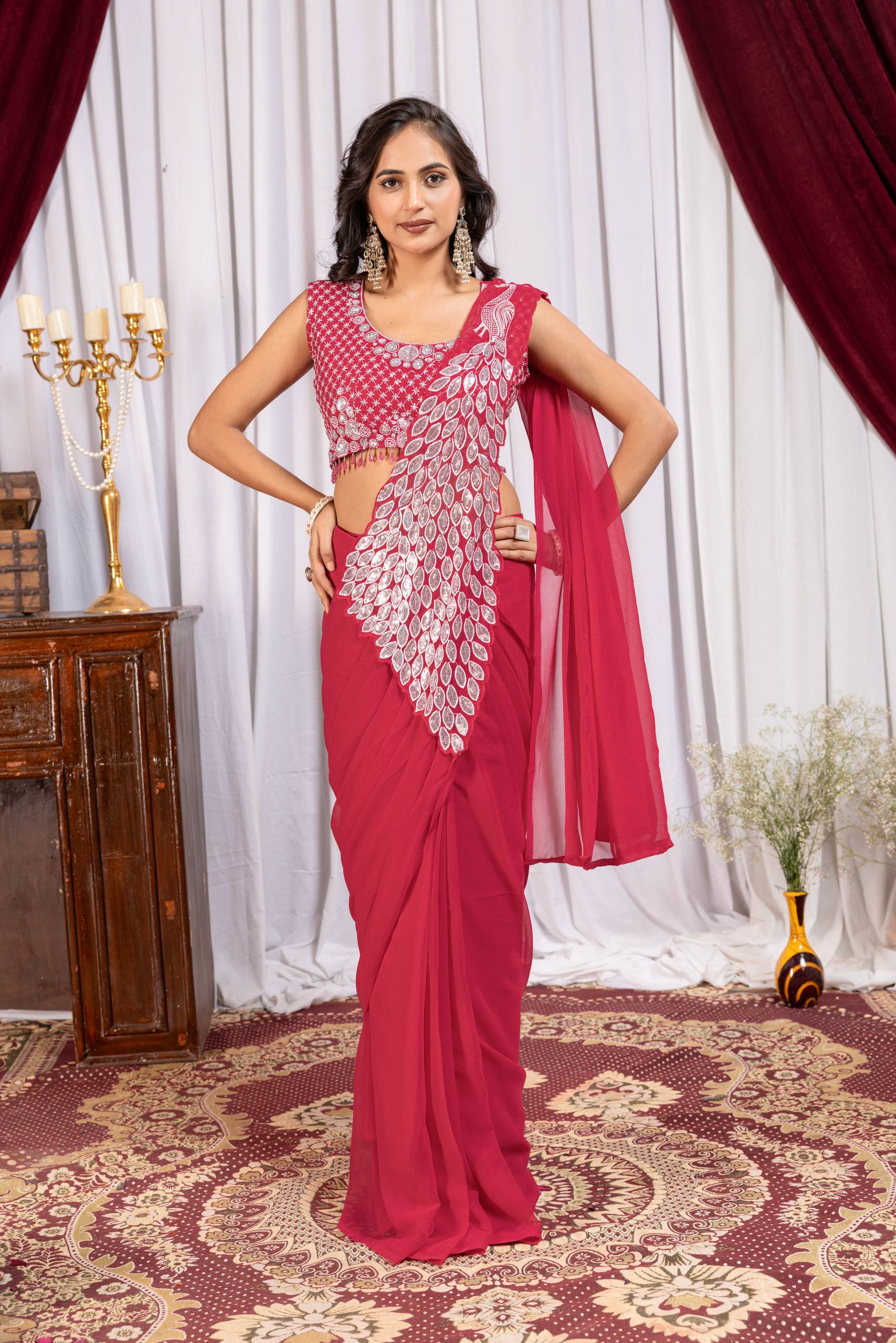 Women’s Designer Saree with Embroidered Blouse | Party & Wedding Wear Saree by Rajkanika