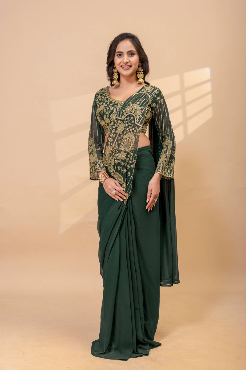 Women’s Designer Saree with Heavy Embroidered Blouse | Party Wear Wedding Saree – Rajkanika