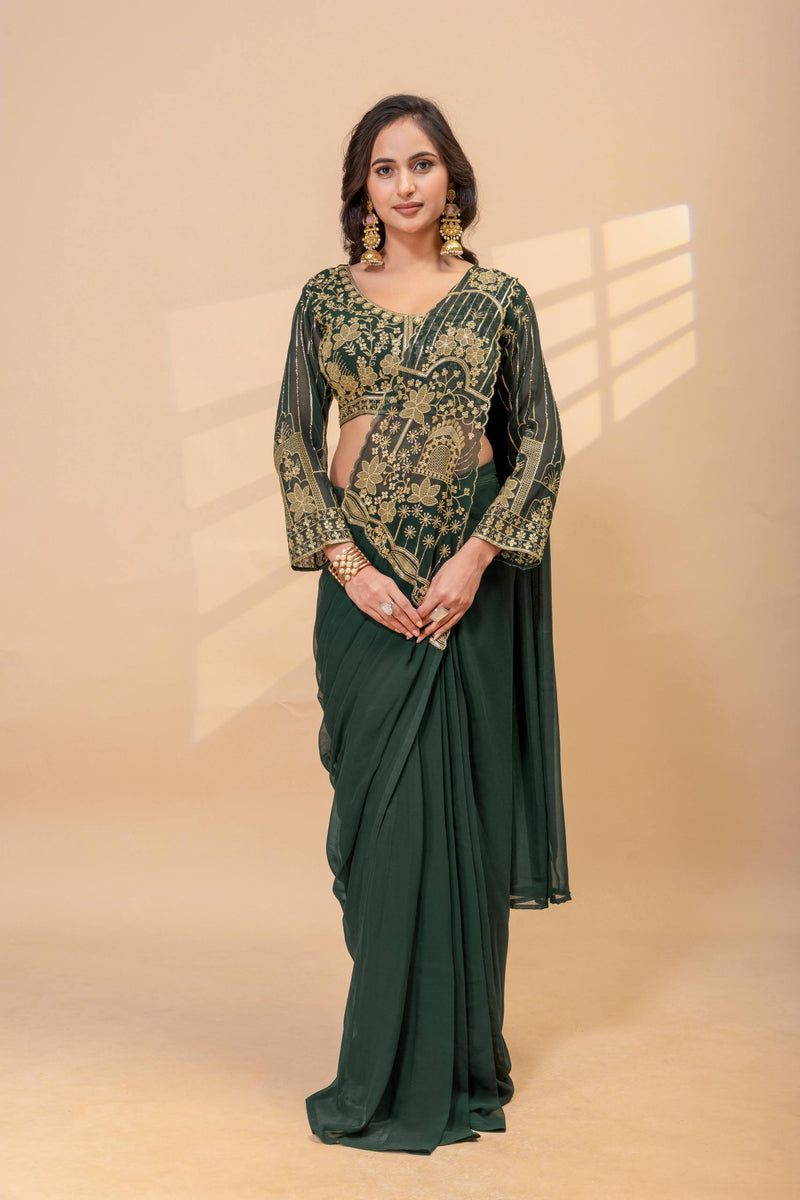 Women’s Designer Saree with Heavy Embroidered Blouse | Party Wear Wedding Saree – Rajkanika