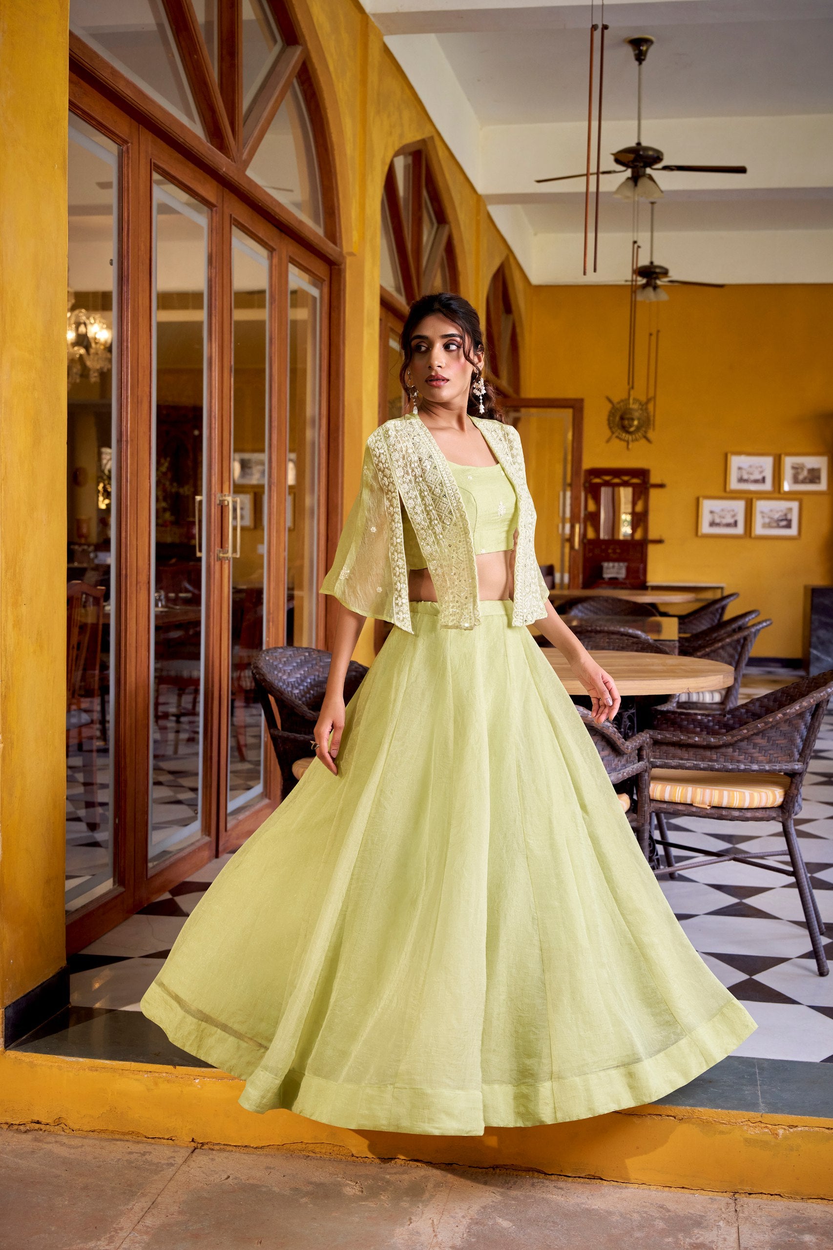 Women’s Designer Lehenga Choli with Jacket | Indo-Western Wedding & Festive Wear Lehenga Set – Rajkanika